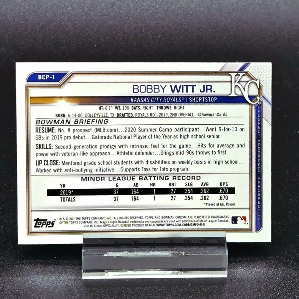 Bobby Witt Jr. Global Icons Bowman Chrome Mojo Kansas City Royals Star